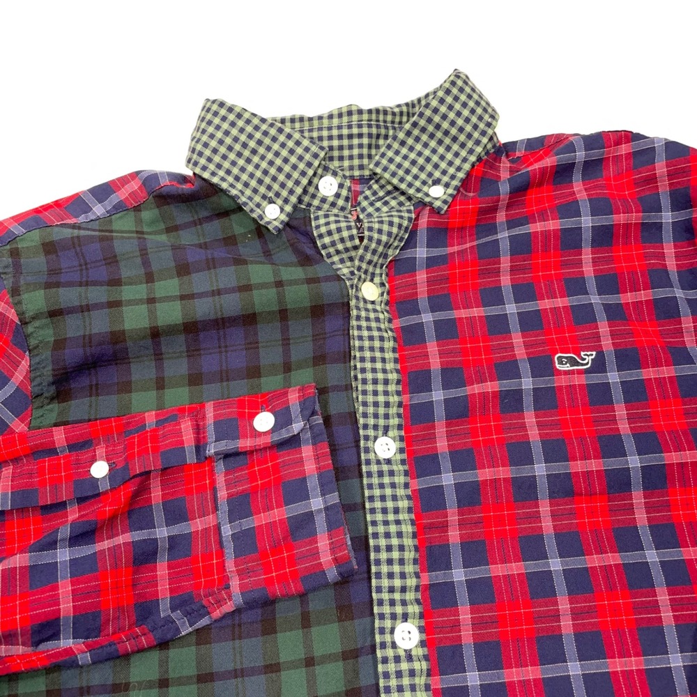 Vineyard Vines Mens Classic Fit Whale Shirt Patchwork Plaid Gingham Multi Small